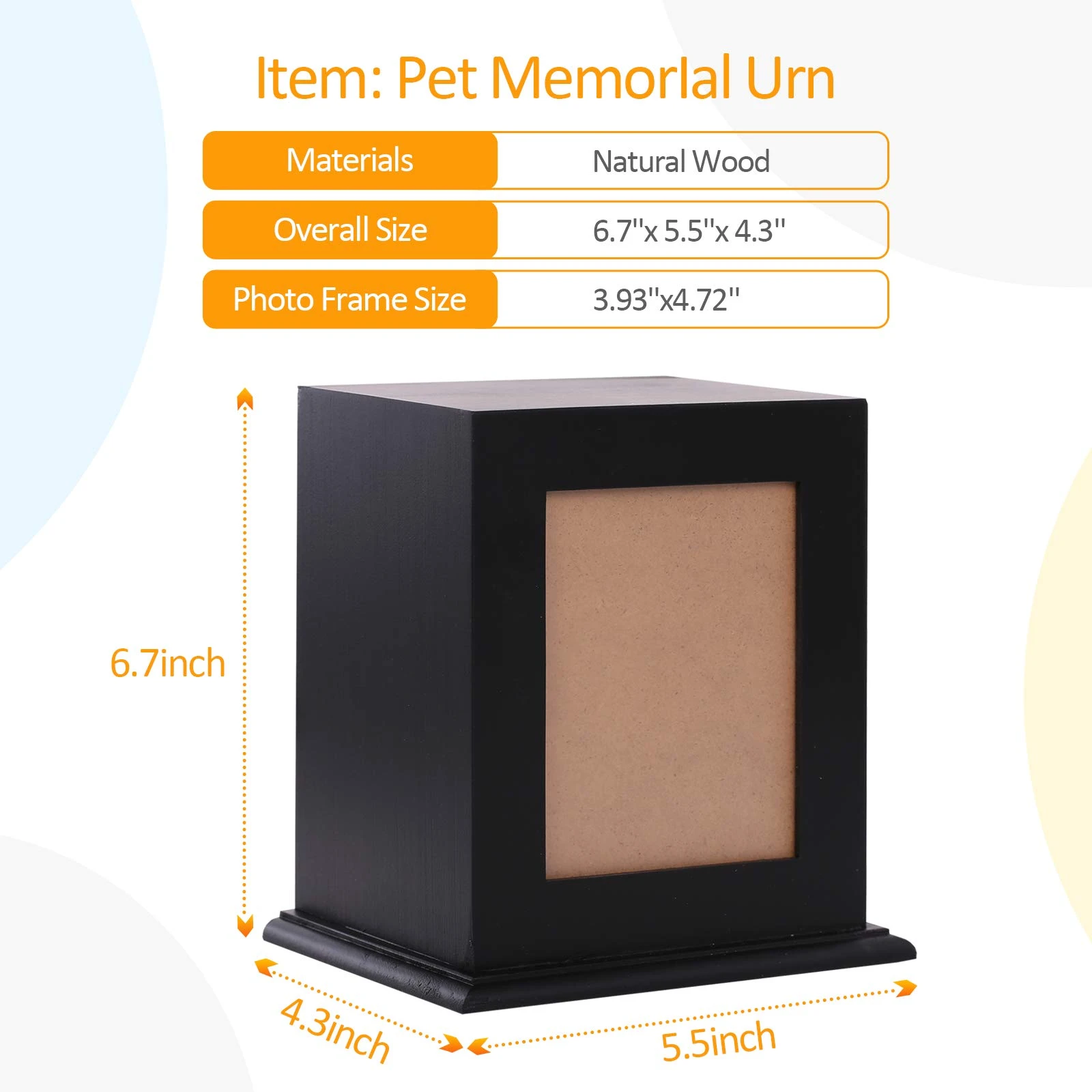 Competitive Price Memorial Pet Dog Bone Urn Custom Wooden Pet Picture Urns