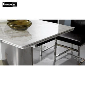 Contemporary rectangle modern extendable marble top dining table