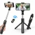 Import CPT New  Multi-function E-clip selfie stick stainless steel BT selfie stick folding with large rearview mirror from China