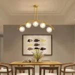 Creative Post-modern Minimalist Dining Room Lamp Nordic Luxury Bar Net Red Glass Ball Chandelier