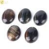 CSJA wholesale 1pc natural blue tiger eye beads oval gem stone cabochon loose bead no holes jewelry accessories F513