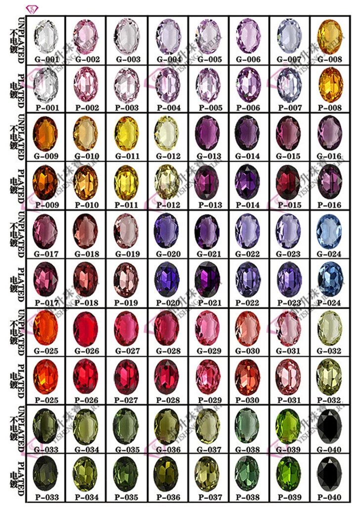Cubic Zirconia/Corundum/Spinel/Glass Stone/Opal Gemstone Color Chart