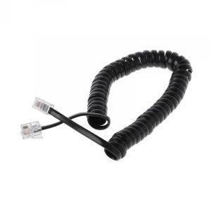 Custom 1m 2m 3m Male to Male  RJ9 RJ11 RJ12 4P4C Coil Sprial Spring Telephone Cable