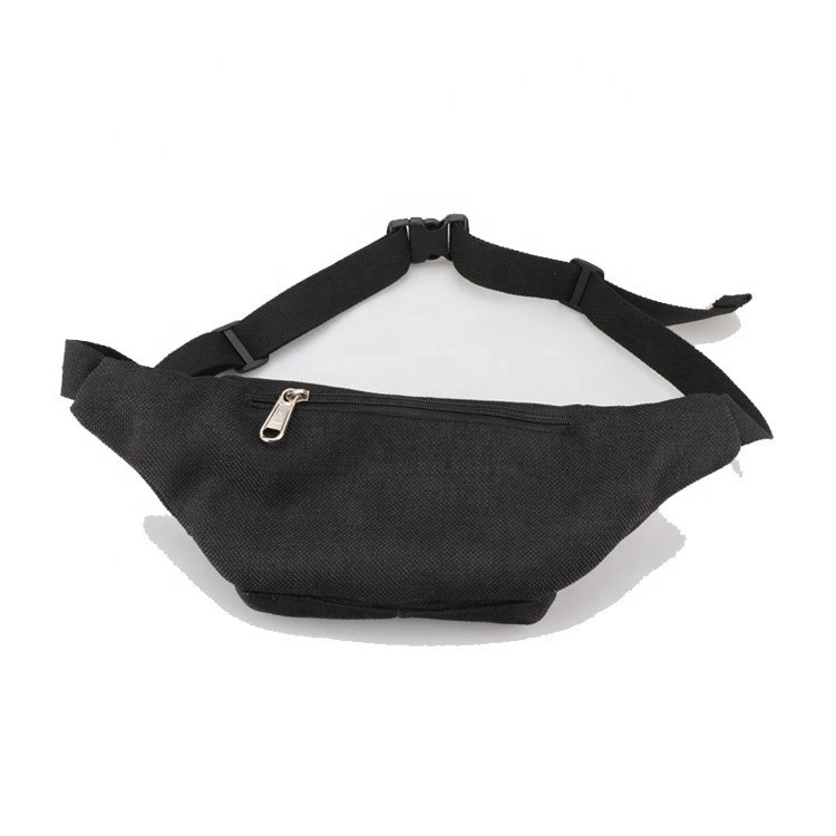 Custom black Linen fanny bag waist with embroidery waist bag for men