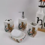 Custom ceramic white bathroom accessories set with decal