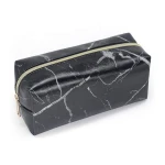 Custom fashion popular PU PVC leather makeup organizer  black cosmetic bags cases