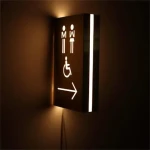 Custom hanging stainless steel toilet sign led backlit letter led metal restroom signs washroom sign