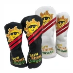 Custom Leather Embroidery Golf Driver Wood Head Cover Sets