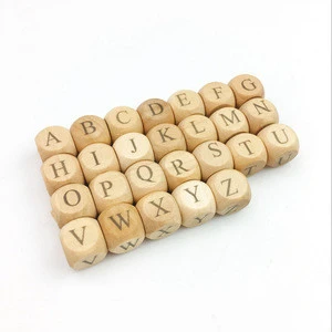 Custom Letter 10mm 12mm Wooden Cube Keychain Greek Letter Beads
