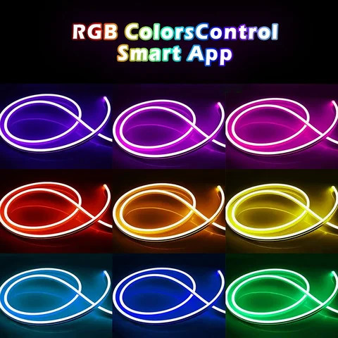 custom logo sign decoration christmas ip67 waterproof flex rope roll lighting rgb led flexible neon strip light for wall