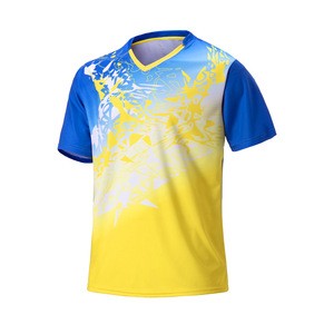 Custom  sublimation Anti-Pilling Anti-Shrink Anti-Wrinkle Breathable printing sport t-shirt badminton uniform for adults