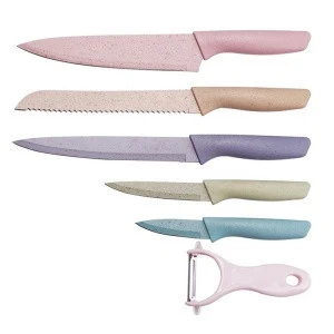 Customization/wholesale 6PCS Eco-friendly Straw Kitchen Knife Set Color Knife Set With Parer