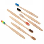 Customized logo eco reusable natural bamboo colorful head soft brush toothbrush for hotel