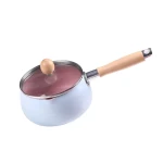 Cute mini wooden handle nonstick pan zero coating health and safety pan milk pot kitchen cookware