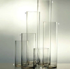 Cylinder glass vase for home decoration wholesale glass holder clear flower vase