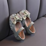 D   Children Ballet Flat Shoes Rhinestone Bow Princess Girls Fashion Dance Shoes Size 21-30 Baby Kids Pink Cute Performance Shoe