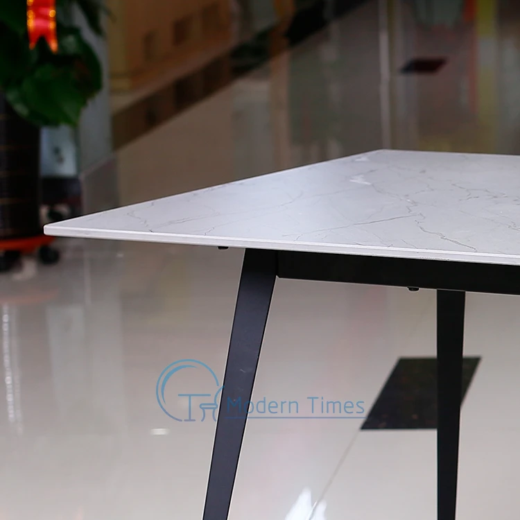 Dining Table White dining Room New Design Furniture Modern Restaurant Metal Dinning Tables