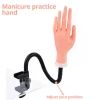 Diozo soft manicure practice hand nail art practice hand model with flexible holder stand artificial fake hand