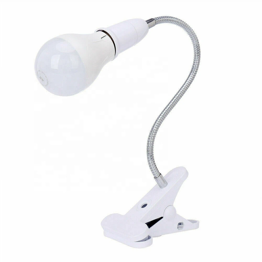 Double-Head Desk Lamp Holder,JIGUOOR 360degree Clip-on E27 Lamp LED Bulb Holder Light