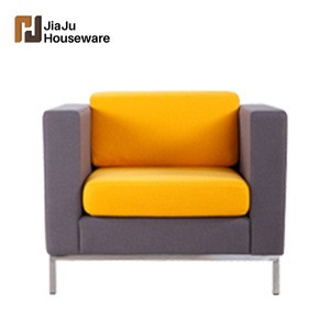 Double seat fabric office public place waiting sofa chair with USB charging port