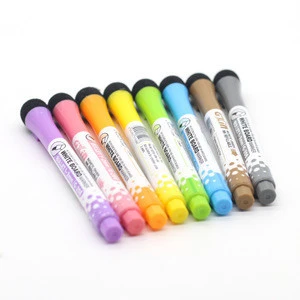 Dry eraser marker pen set with magnet,8 color whiteboard erase pen and storage bag set in stock for children