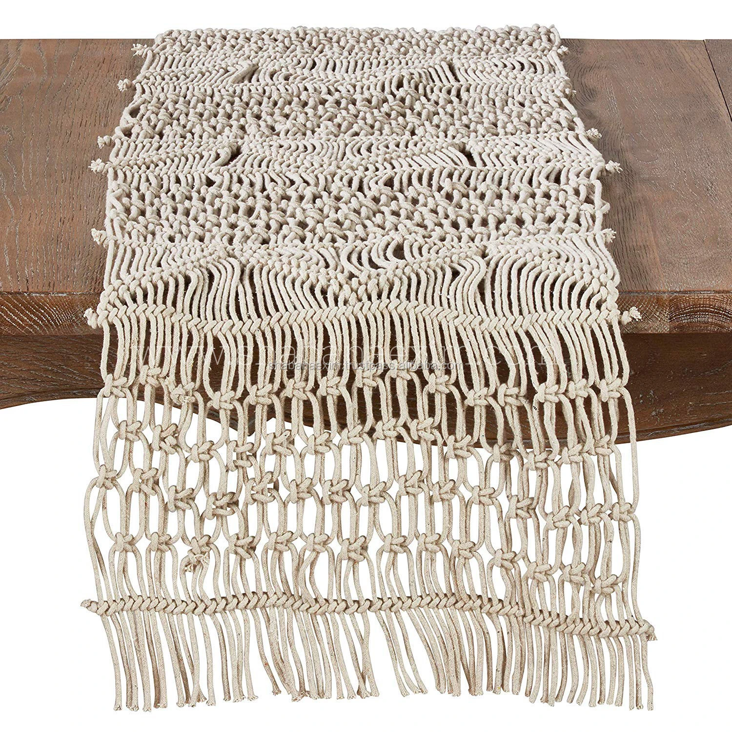 Eco Friendly Cotton Macrame Table Runner And Bed Runner Rugs Supplier India