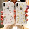 eco friendly recycled transparent acrylic pretty dried flower glitter star sequin floral print girly phone case for iphone x max