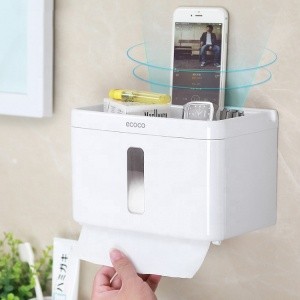 Ecoco Luxury Punch-Free Wall Mounted Bathroom Facial Tissue Paper Box Cover Rectangular ABS Plastic Toilet Paper Towel Holder