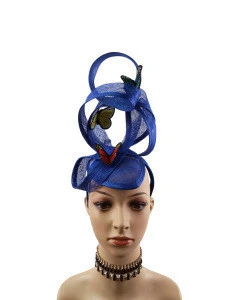 Embroidery Butterfly Ribbon Curl Exotic Sinamay Fascinator Headband Hats Derby Racing Hat Wedding Headwear Ascot Headpiece
