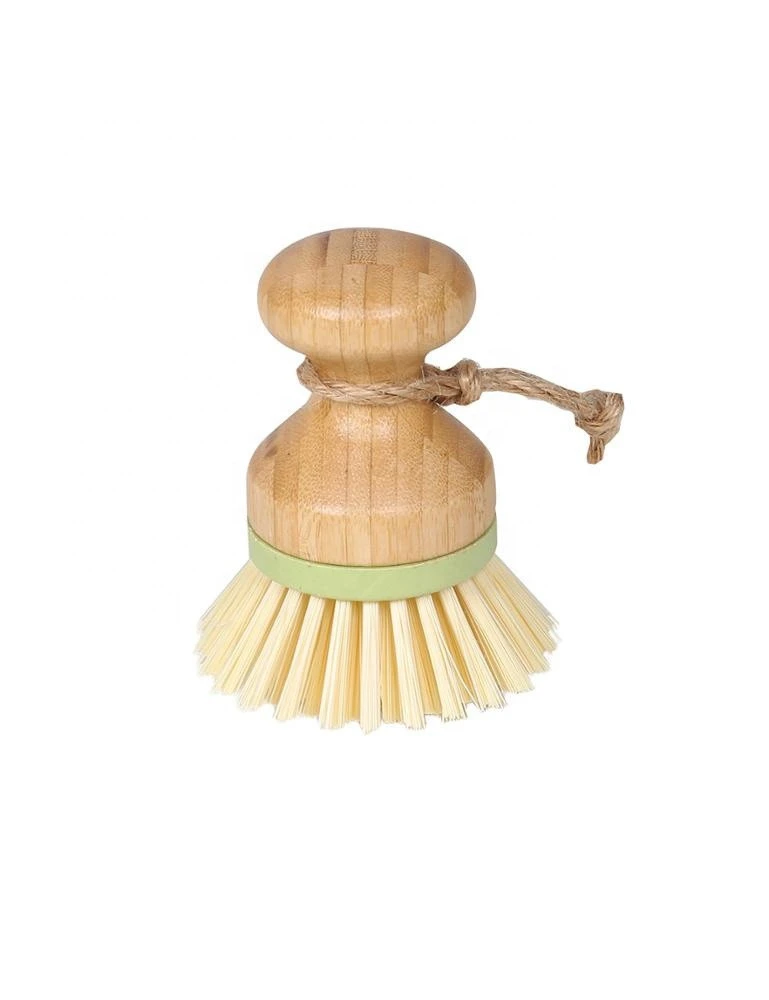 Environmental Kitchen Dish Brush With Bamboo Handle Multi-Purpose Round Palm Scrub Brush 360 Wave brush For Bathroom