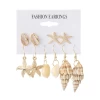 European and American Hot Selling Beach Ocean Wind  Fashion Alloy Shell Conch Pearl Tassel Earrings