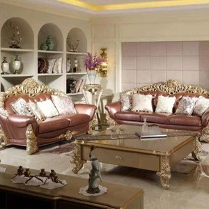 European classical living room wood carved luxury sofa set