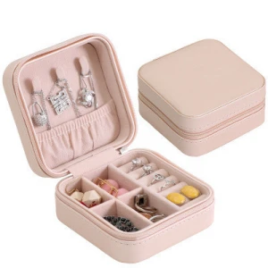 F1 Women Girl PU Monolayer Small Simple Organizer Portable Jewellery Jewel Case Packaging Gift Boxes Travel Earring Jewelry Box