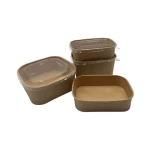 Factory Custom 1000ml  Square  Kraft Paper Salad Bowl Food Container