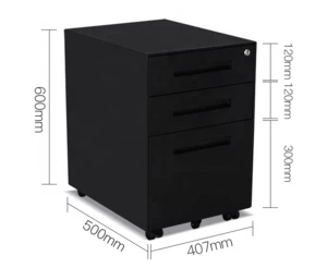 Factory Direct Hot sale Metal Office Equipment 3 Drawer Mobile Pedestal Cabinet with Wheels
