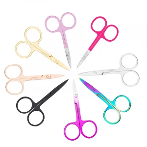 Factory direct sales Beauty tools Stainless steel rose gold eyebrow trimming Small scissors eyebrow trimmer scissors