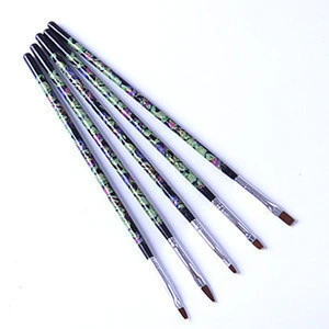 Factory Supply 5 Pcs/SetFlower Painting Wooden Handle Design UV Gel Polish Pen Nail Art Brush