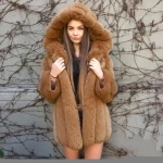 Fake Fur Jacket Hooded Ladies Faux Fur Coat High Street Faux Fur Women Coat
