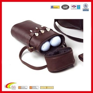 Fashion Design Golf Sport Equipment Organizer Leather Golf Ball Carrier Bag