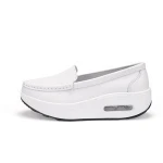 Fashion hospital woman nurse shoe platform loafers women leather white nursing shoes