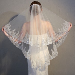 Fashion Latest Short Tulle Wedding Bridal Veil Lace women Wedding Veil