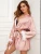 Import Faux Fur Trim Satin Robe Sexy Ladies Bathrobe Pink Belted Kimono Gorgeous Bridesmaid Robes Winter Nightgown from China