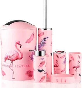 Flamingo Design 6 Pieces Bathroom Accessories Set