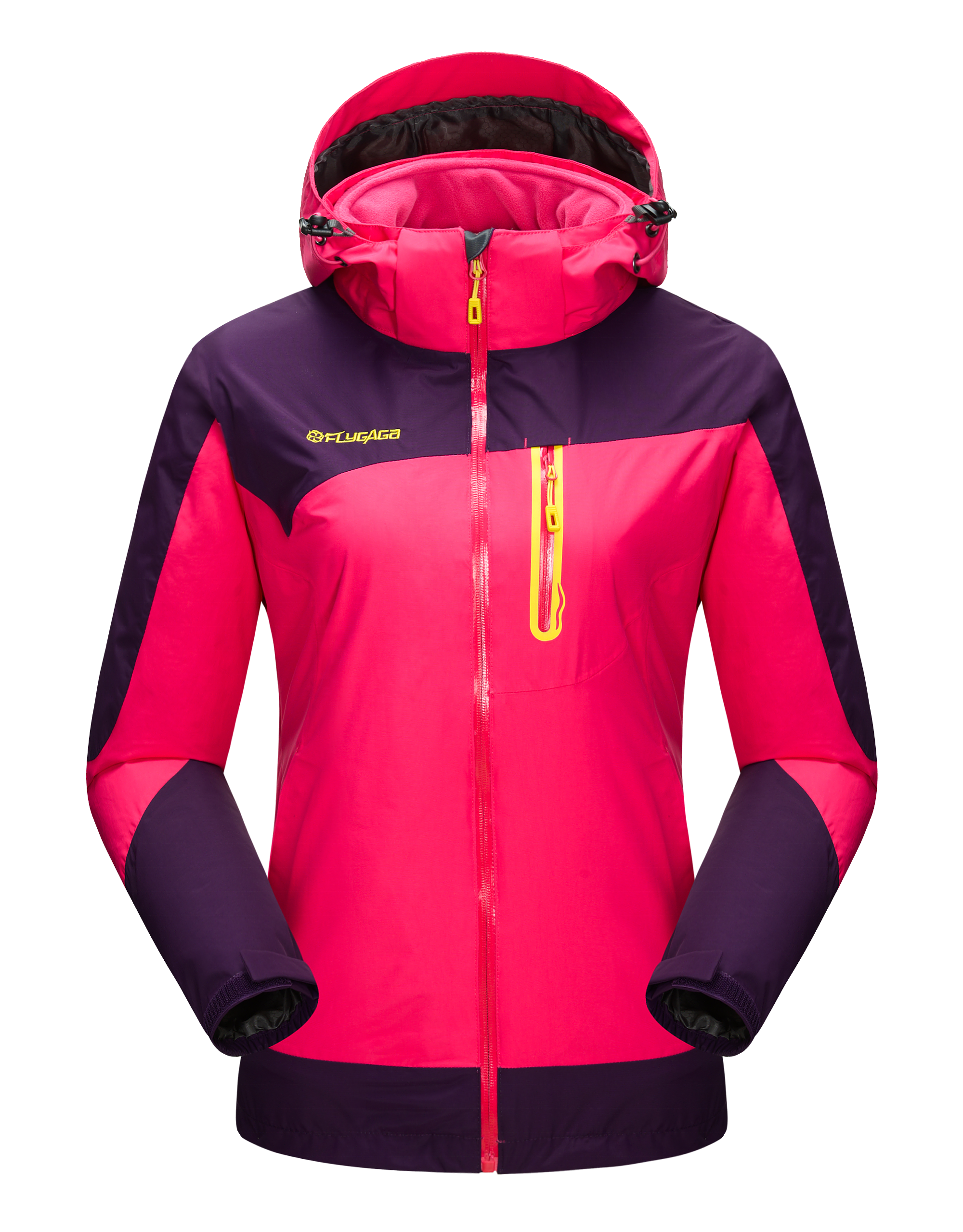 Flygaga  wholesale  waterproof zipper winter outdoor athletic hiking  jacket for ladies