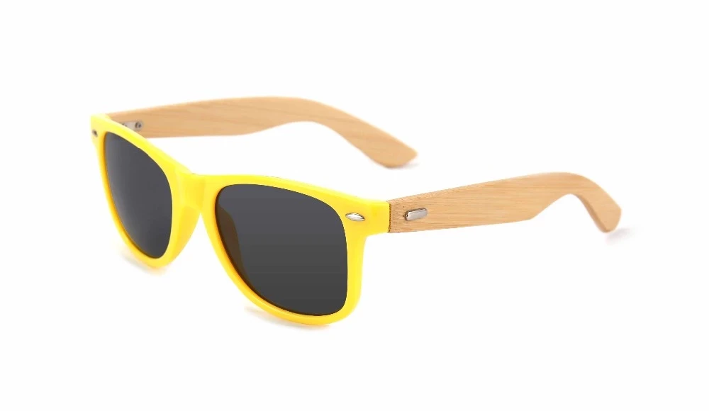 Flymoon hot selling PC bamboo temple sunglasses, custom bamboo and wooden sunglasses