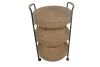 Folding Multifunction 3-Tier Display Stand Removable PP Rattan & Metal Wire Basket for Kitchen & Home Storage