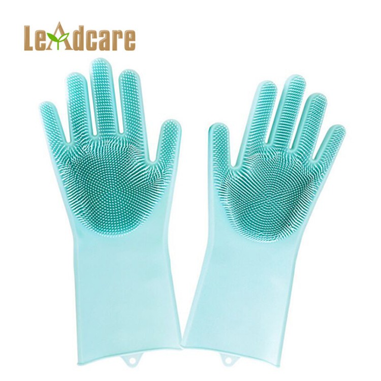 Food Grade Silicone Rubber Dish Household  Gloves Scrubber Silicone Rubber Dishwashing Cleaning Brush Glove, Scrubbing Gloves