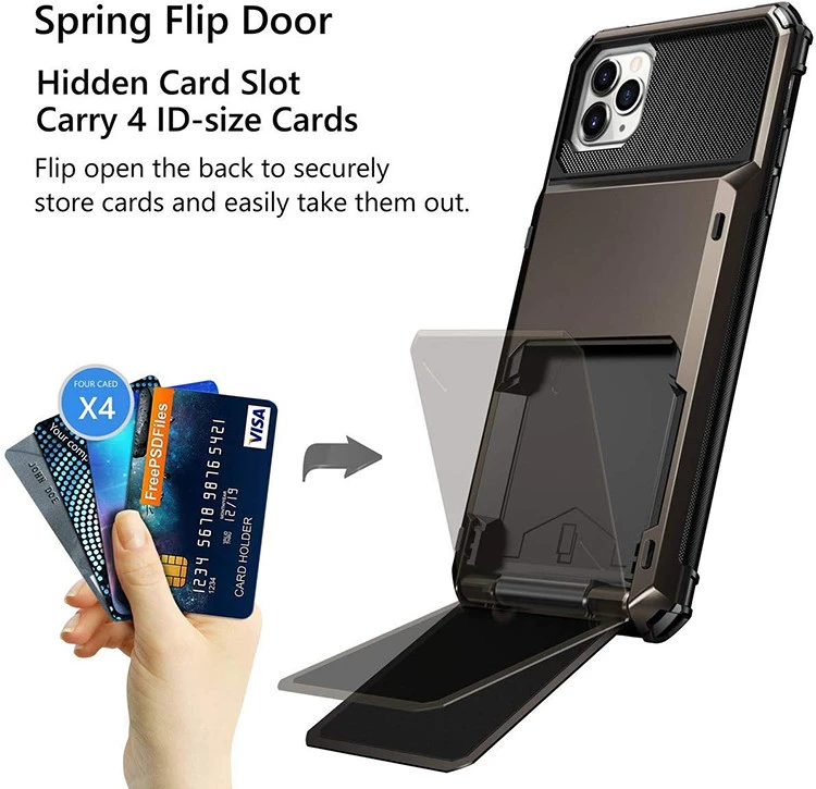 For iphone 11 / 11 pro max wallet card holder case eco friendly insert credit card slot phone case