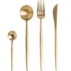Fork Knife Spoon Set Copper Cutlery Wedding Plated Wholesale Matte Gold Flatware