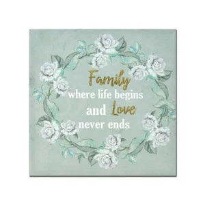 friend and family words with Flowers Crown modern hand painting canvas or art Create a comfortable environment for you